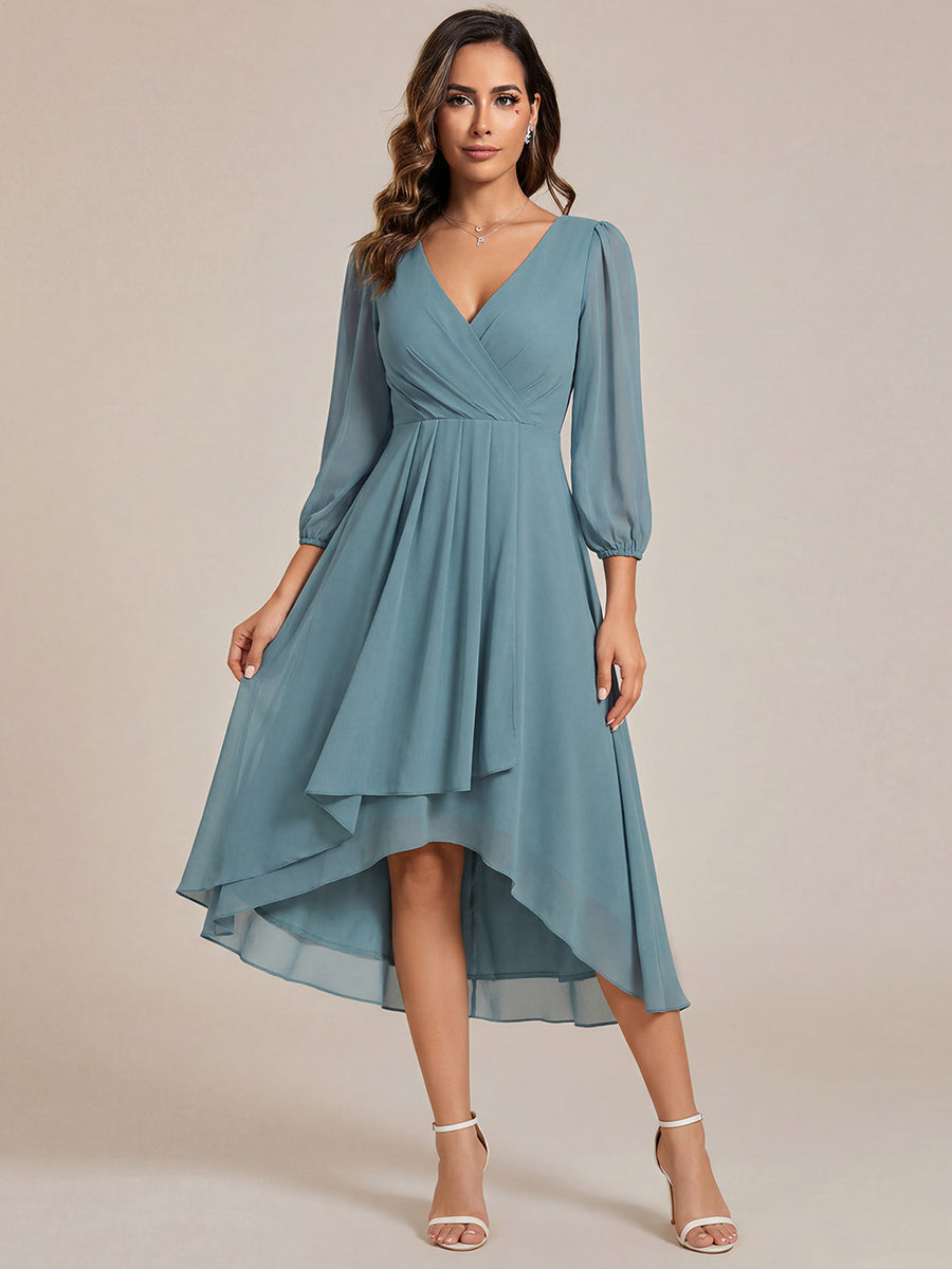 ever BRIAR|3/4 Sleeves Asymmetrical Hem A-Line Midi Bridesmaid Dress