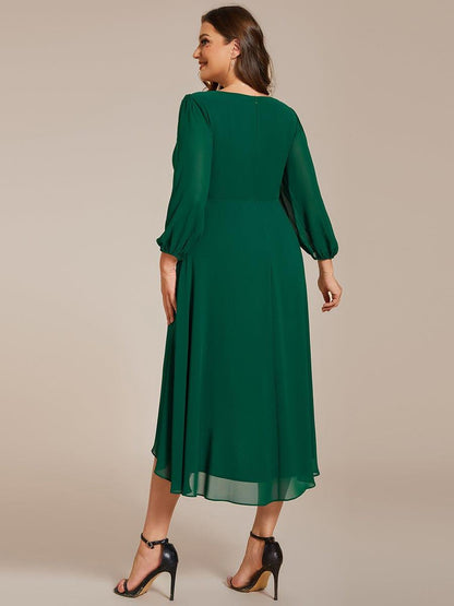 ever BRIAR|3/4 Sleeves Asymmetrical Hem A-Line Midi Bridesmaid Dress