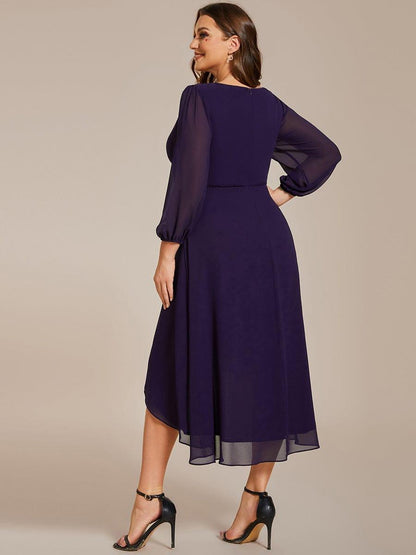 ever BRIAR|3/4 Sleeves Asymmetrical Hem A-Line Midi Bridesmaid Dress