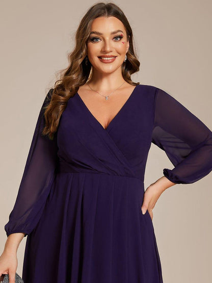 ever BRIAR|3/4 Sleeves Asymmetrical Hem A-Line Midi Bridesmaid Dress