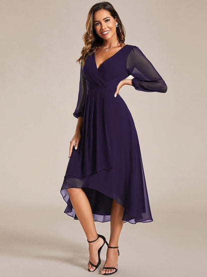 ever BRIAR|3/4 Sleeves Asymmetrical Hem A-Line Midi Bridesmaid Dress