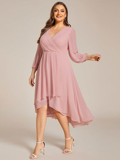 ever BRIAR|3/4 Sleeves Asymmetrical Hem A-Line Midi Bridesmaid Dress