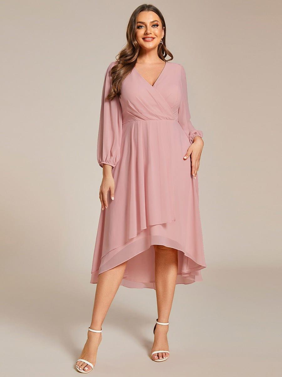 ever BRIAR|3/4 Sleeves Asymmetrical Hem A-Line Midi Bridesmaid Dress