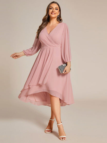 ever BRIAR|See-Through 3/4 Sleeves V-Neck A-Line Chiffon Wedding Guest Dress