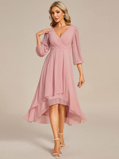ever BRIAR|3/4 Sleeves Asymmetrical Hem A-Line Midi Bridesmaid Dress