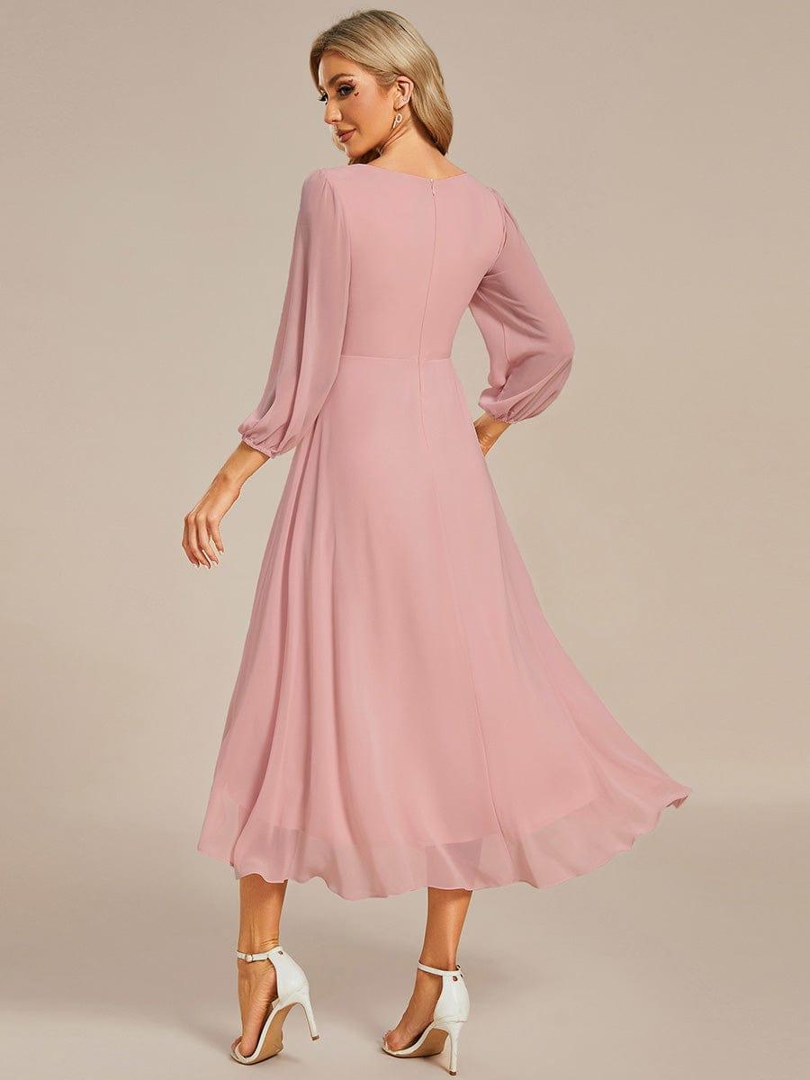 ever BRIAR|3/4 Sleeves Asymmetrical Hem A-Line Midi Bridesmaid Dress