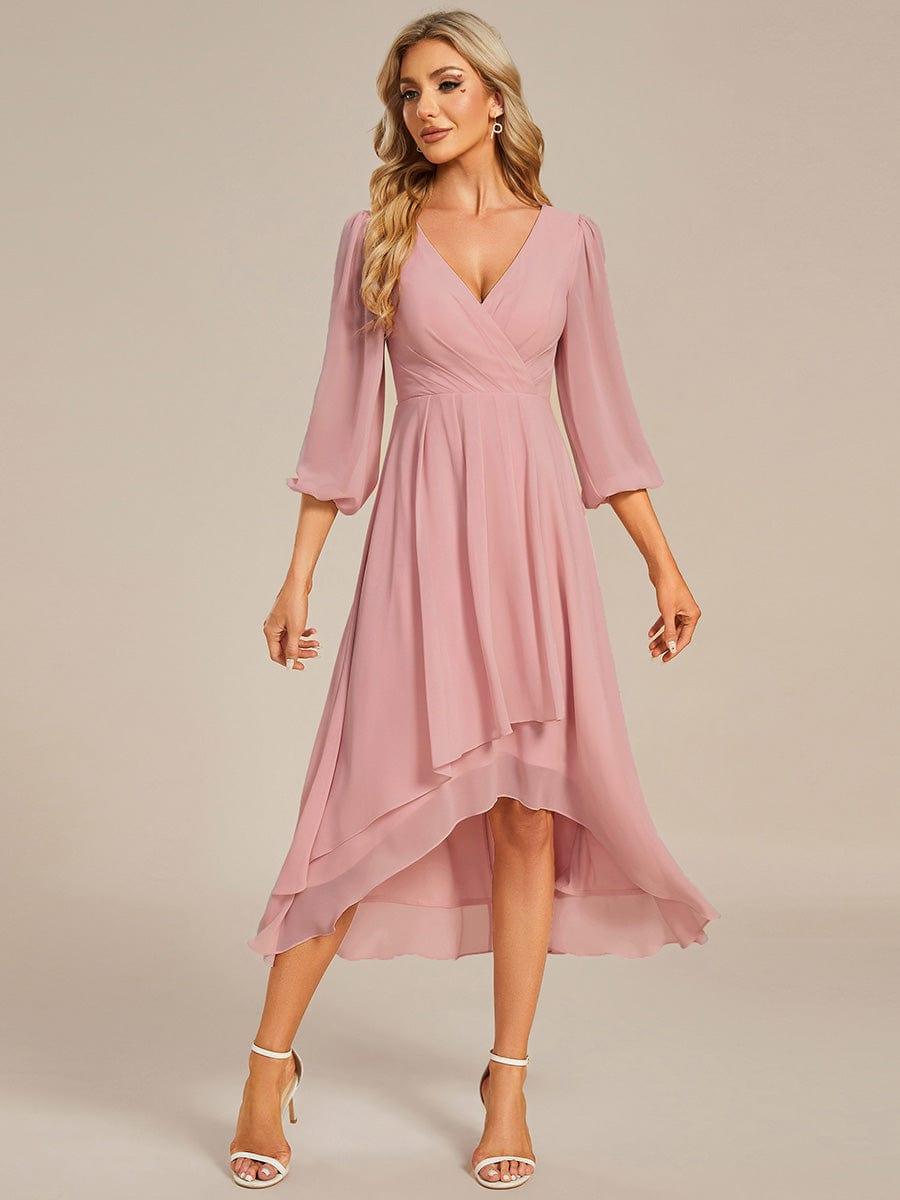 ever BRIAR|3/4 Sleeves Asymmetrical Hem A-Line Midi Bridesmaid Dress