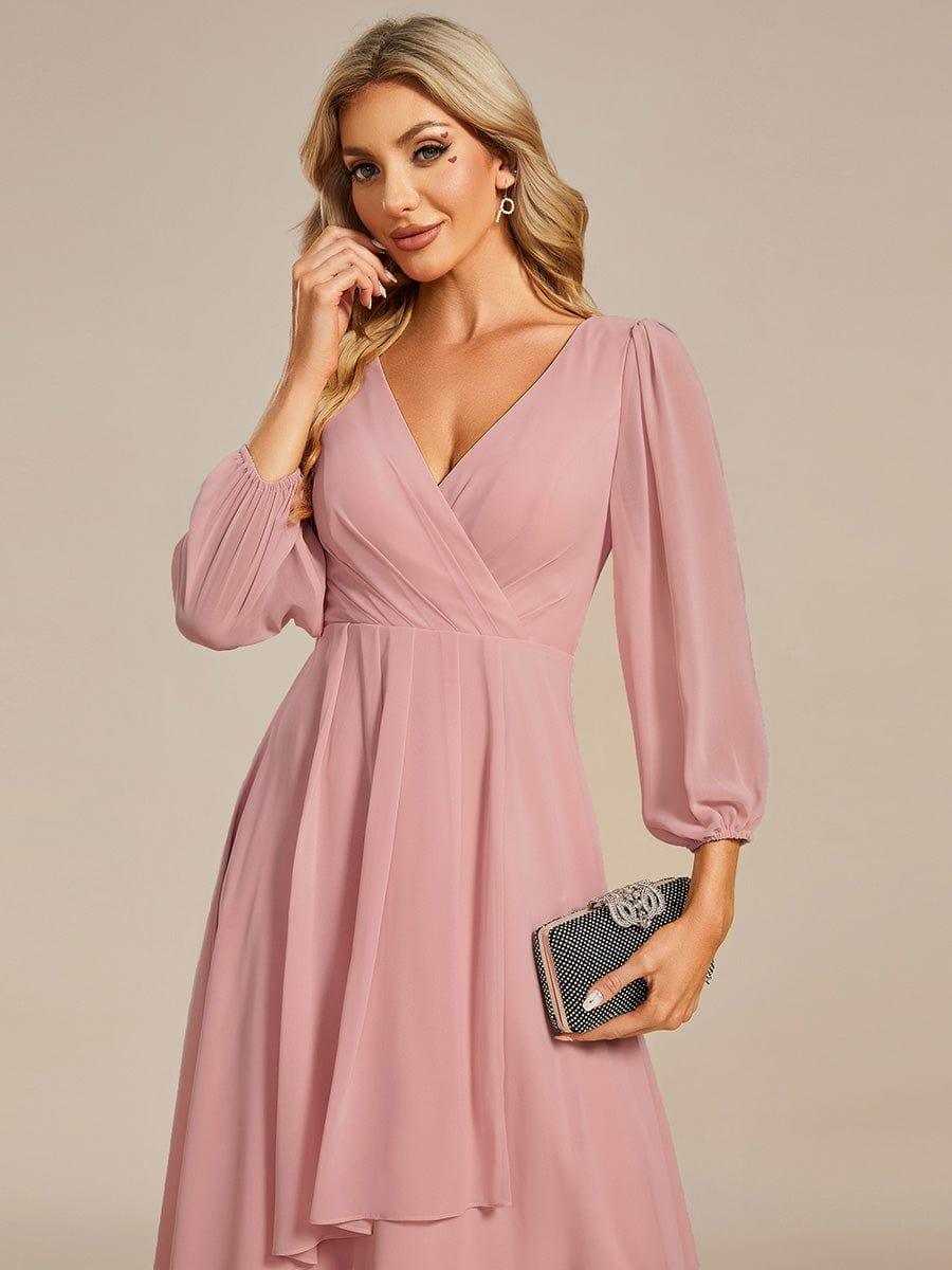 ever BRIAR|3/4 Sleeves Asymmetrical Hem A-Line Midi Bridesmaid Dress