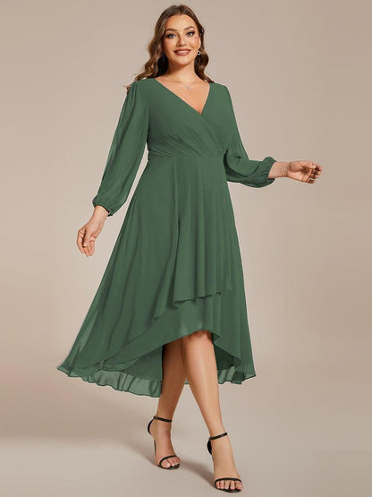 ever BRIAR|3/4 Sleeves Asymmetrical Hem A-Line Midi Bridesmaid Dress
