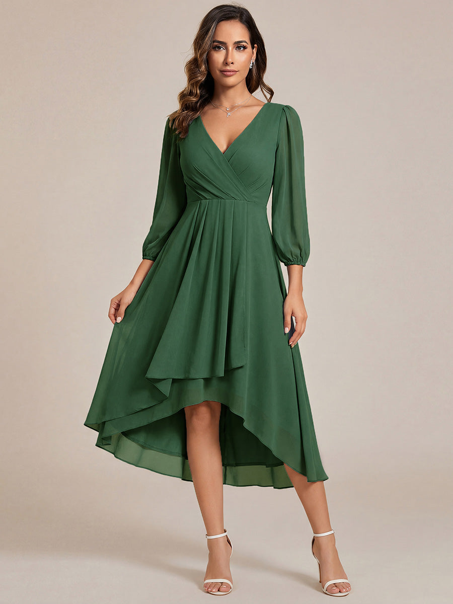ever BRIAR|3/4 Sleeves Asymmetrical Hem A-Line Midi Bridesmaid Dress