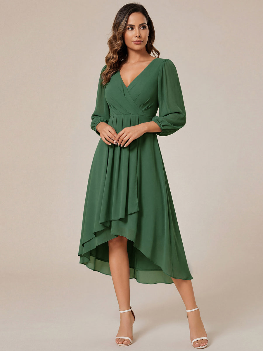 ever BRIAR|3/4 Sleeves Asymmetrical Hem A-Line Midi Bridesmaid Dress