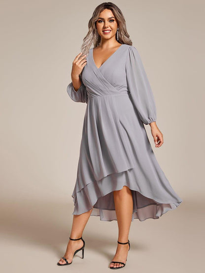 ever BRIAR|3/4 Sleeves Asymmetrical Hem A-Line Midi Bridesmaid Dress