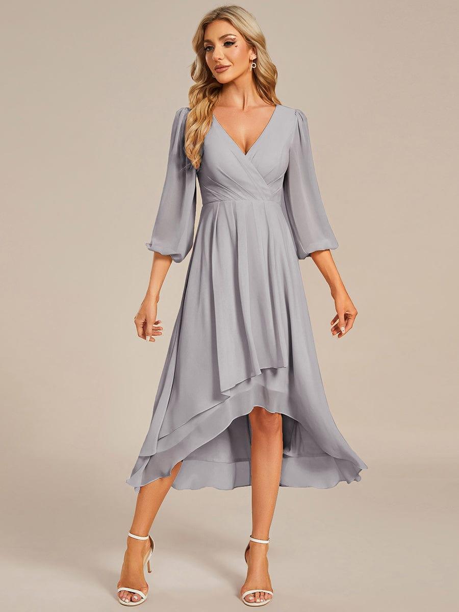ever BRIAR|3/4 Sleeves Asymmetrical Hem A-Line Midi Bridesmaid Dress
