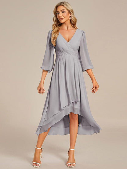 ever BRIAR|3/4 Sleeves Asymmetrical Hem A-Line Midi Bridesmaid Dress