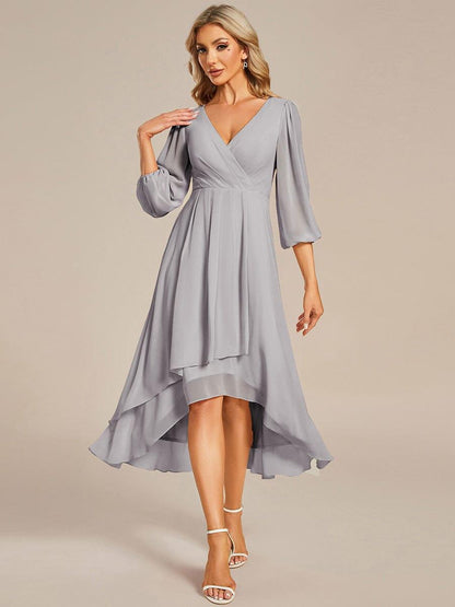 ever BRIAR|3/4 Sleeves Asymmetrical Hem A-Line Midi Bridesmaid Dress
