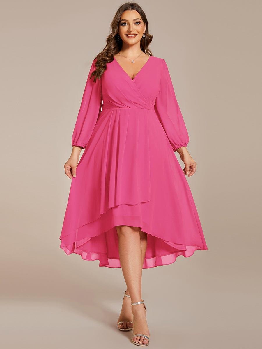 ever BRIAR|3/4 Sleeves Asymmetrical Hem A-Line Midi Bridesmaid Dress