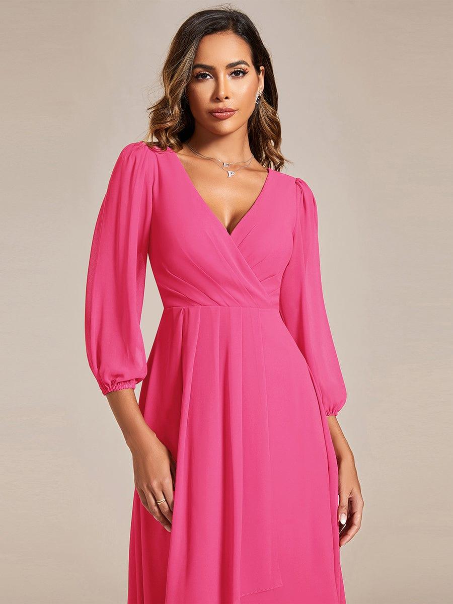 ever BRIAR|3/4 Sleeves Asymmetrical Hem A-Line Midi Bridesmaid Dress