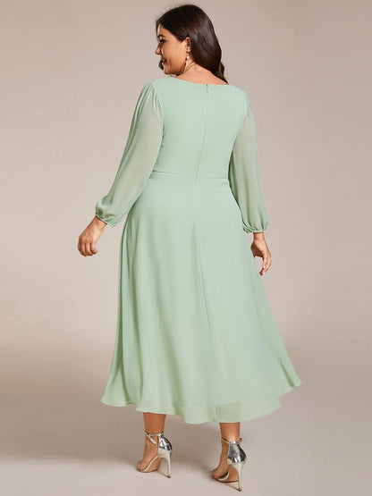 ever BRIAR|3/4 Sleeves Asymmetrical Hem A-Line Midi Bridesmaid Dress