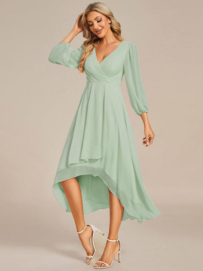 ever BRIAR|3/4 Sleeves Asymmetrical Hem A-Line Midi Bridesmaid Dress
