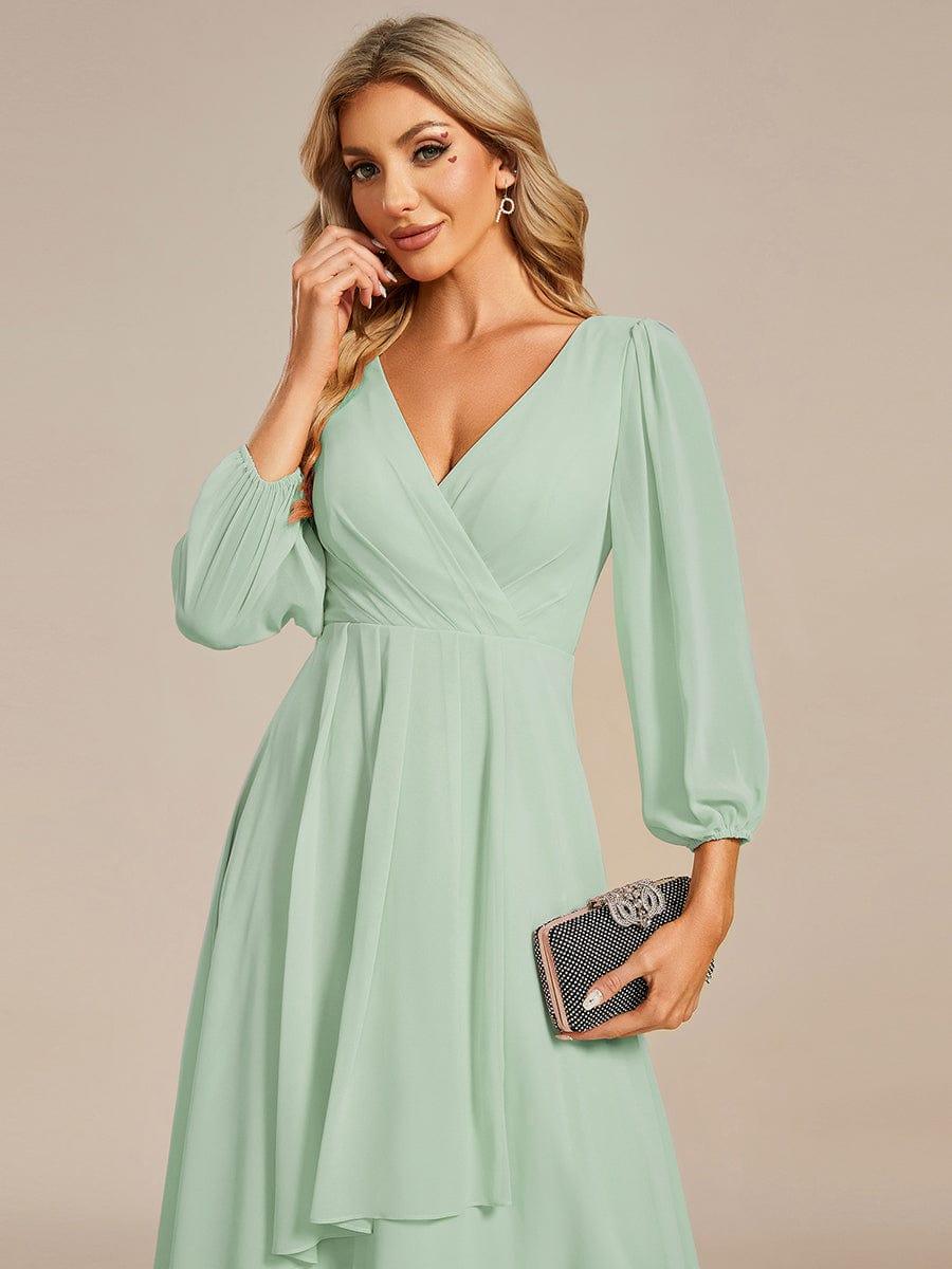 ever BRIAR|3/4 Sleeves Asymmetrical Hem A-Line Midi Bridesmaid Dress