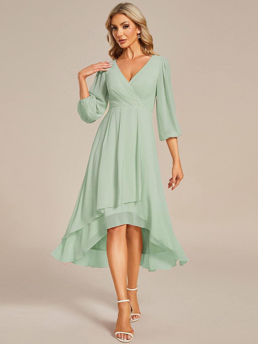 ever BRIAR|3/4 Sleeves Asymmetrical Hem A-Line Midi Bridesmaid Dress