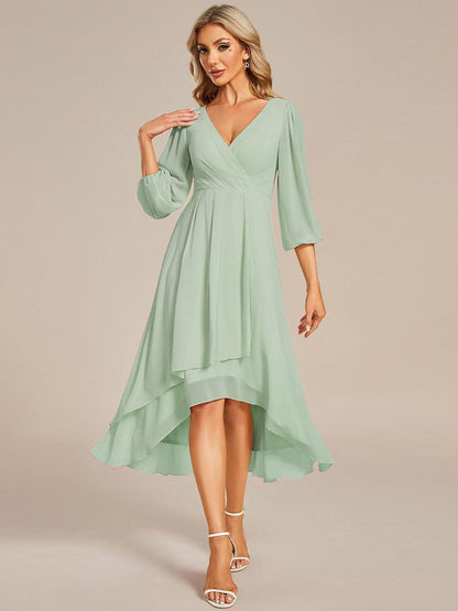 ever BRIAR|3/4 Sleeves Asymmetrical Hem A-Line Midi Bridesmaid Dress
