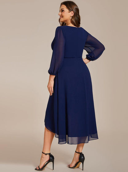 ever BRIAR|3/4 Sleeves Asymmetrical Hem A-Line Midi Bridesmaid Dress