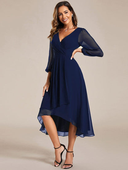 ever BRIAR|3/4 Sleeves Asymmetrical Hem A-Line Midi Bridesmaid Dress
