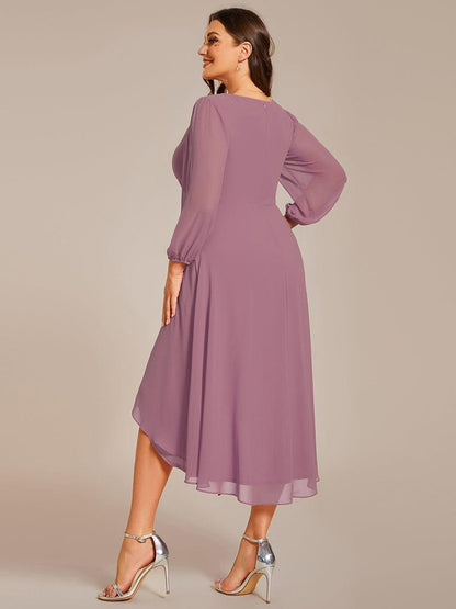 ever BRIAR|3/4 Sleeves Asymmetrical Hem A-Line Midi Bridesmaid Dress