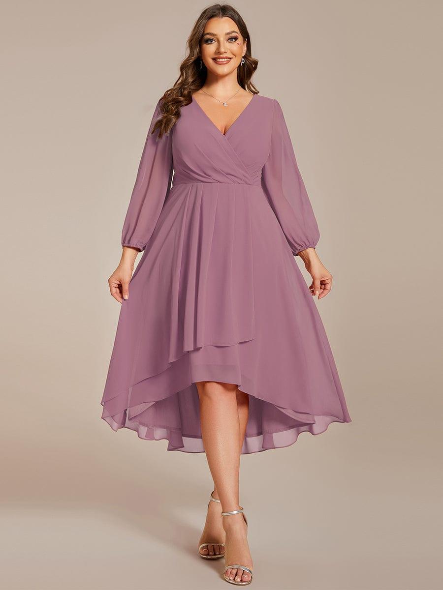 ever BRIAR|3/4 Sleeves Asymmetrical Hem A-Line Midi Bridesmaid Dress