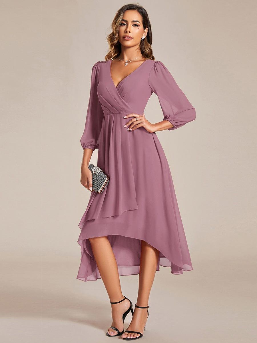 ever BRIAR|3/4 Sleeves Asymmetrical Hem A-Line Midi Bridesmaid Dress