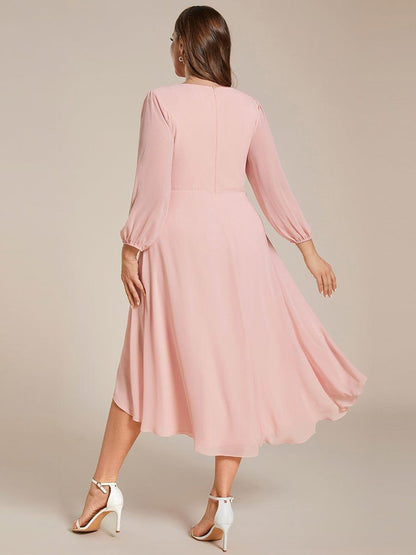 ever BRIAR|3/4 Sleeves Asymmetrical Hem A-Line Midi Bridesmaid Dress