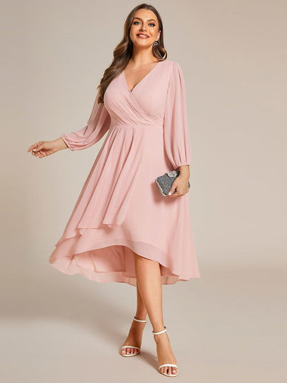 ever BRIAR|3/4 Sleeves Asymmetrical Hem A-Line Midi Bridesmaid Dress