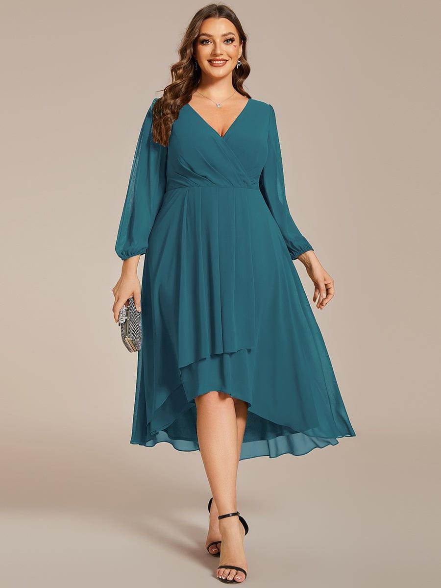 ever BRIAR|3/4 Sleeves Asymmetrical Hem A-Line Midi Bridesmaid Dress