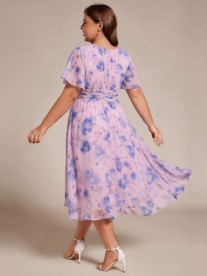 ever EDEN|Chic A-Line Pleated Knee-Length Flowy Chiffon Wedding Guest Dress