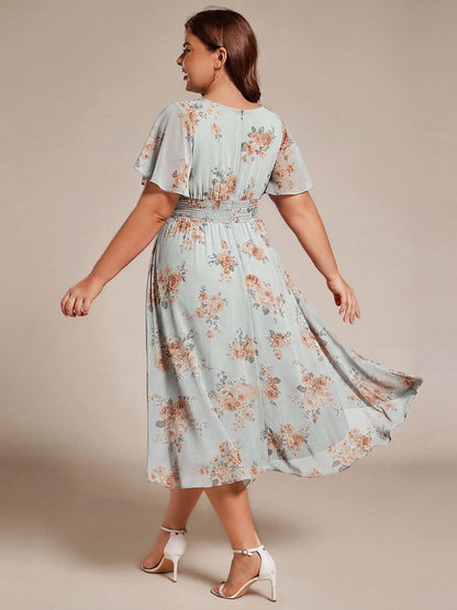 ever EDEN|Chic A-Line Pleated Knee-Length Flowy Chiffon Wedding Guest Dress