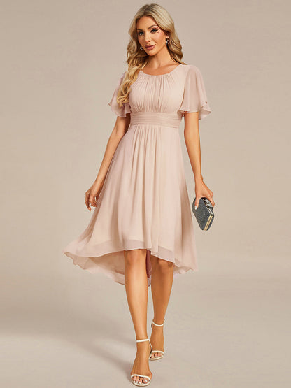 ever EDEN|Chic A-Line Pleated Knee-Length Flowy Chiffon Wedding Guest Dress
