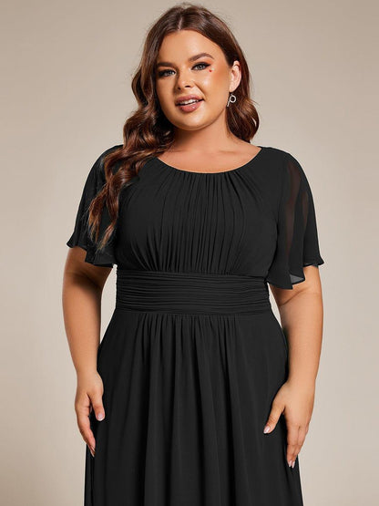 ever EDEN|Flowy Chiffon Round Neckline A-Line Knee Length Wedding Guest Dress