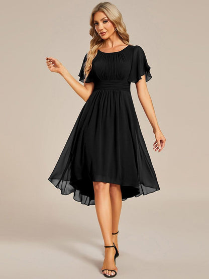 ever EDEN|Flowy Chiffon Round Neckline A-Line Knee Length Bridesmaid Dress
