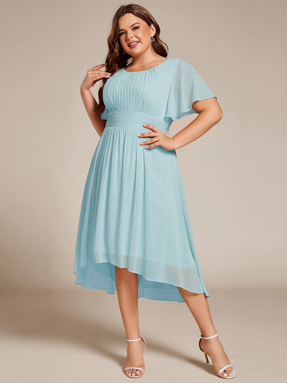 ever EDEN|Chic A-Line Pleated Knee-Length Flowy Chiffon Wedding Guest Dress