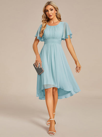 ever EDEN|Chic A-Line Pleated Knee-Length Flowy Chiffon Wedding Guest Dress