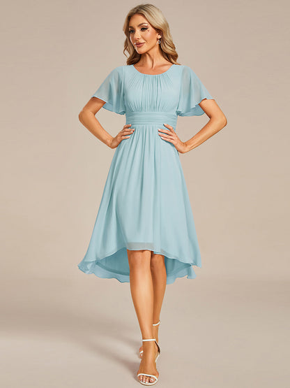 ever EDEN|Chic A-Line Pleated Knee-Length Flowy Chiffon Wedding Guest Dress