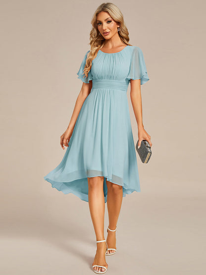ever EDEN|Chic A-Line Pleated Knee-Length Flowy Chiffon Wedding Guest Dress