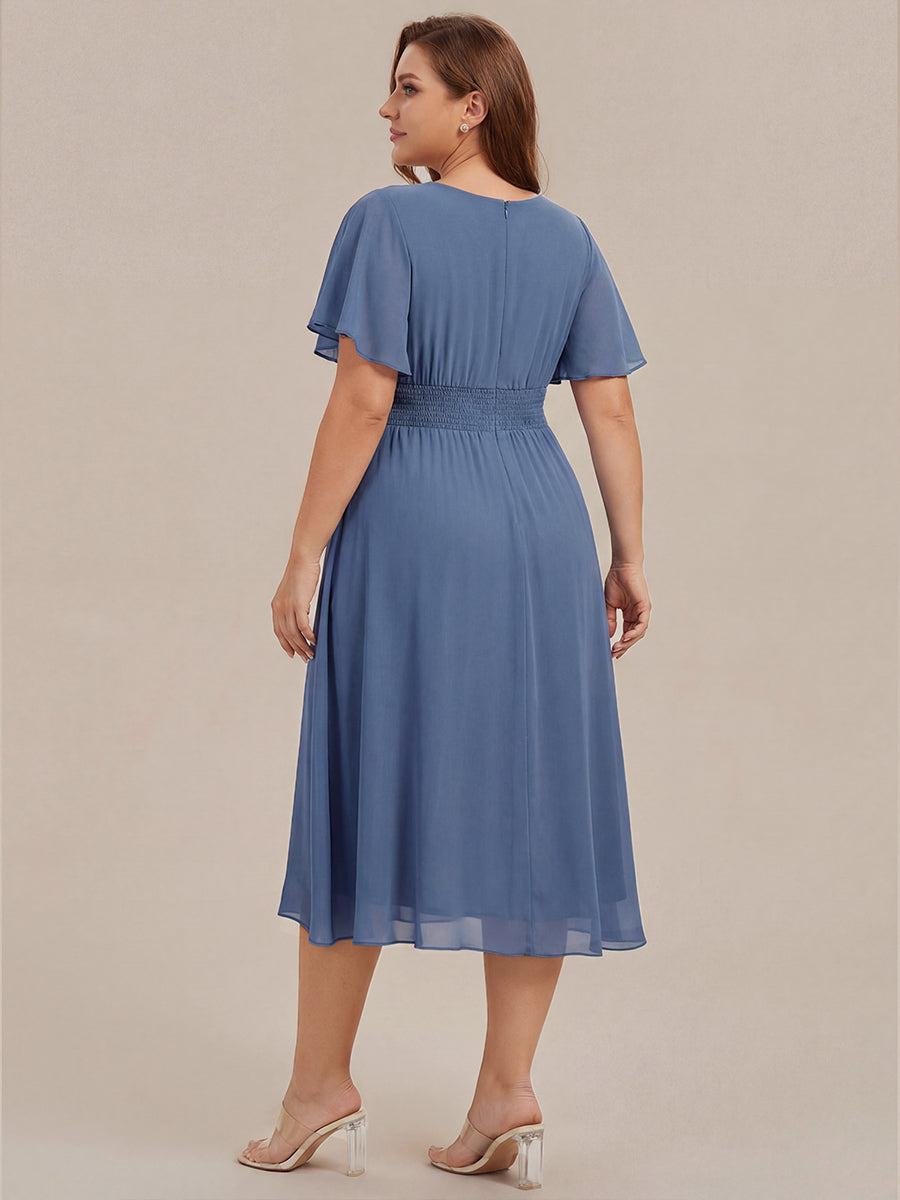 ever EDEN|Flowy Chiffon Round Neckline A-Line Knee Length Bridesmaid Dress