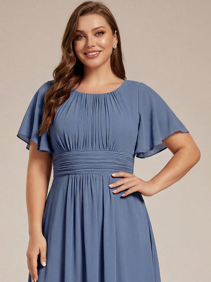 ever EDEN|Flowy Chiffon Round Neckline A-Line Knee Length Bridesmaid Dress