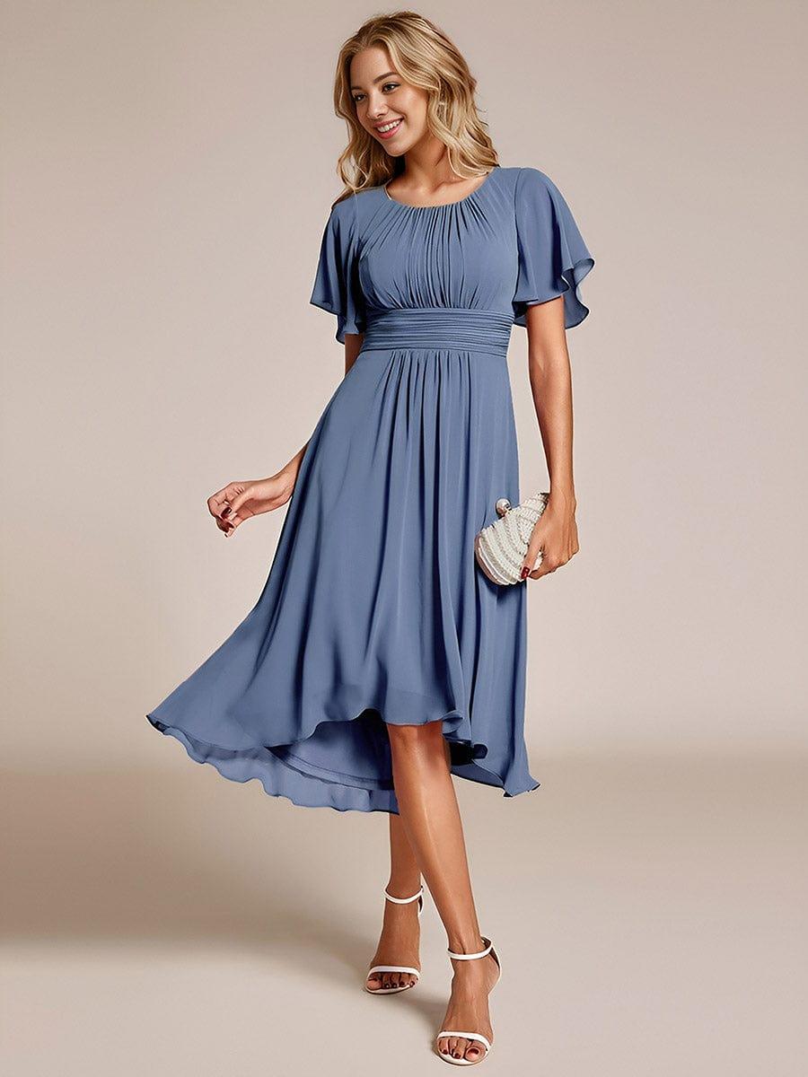 ever EDEN|Flowy Chiffon Round Neckline A-Line Knee Length Wedding Guest Dress