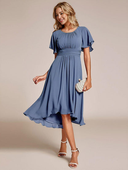 ever EDEN|Flowy Chiffon Round Neckline A-Line Knee Length Bridesmaid Dress