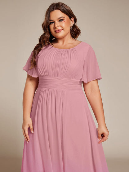 ever EDEN|Flowy Chiffon Round Neckline A-Line Knee Length Wedding Guest Dress