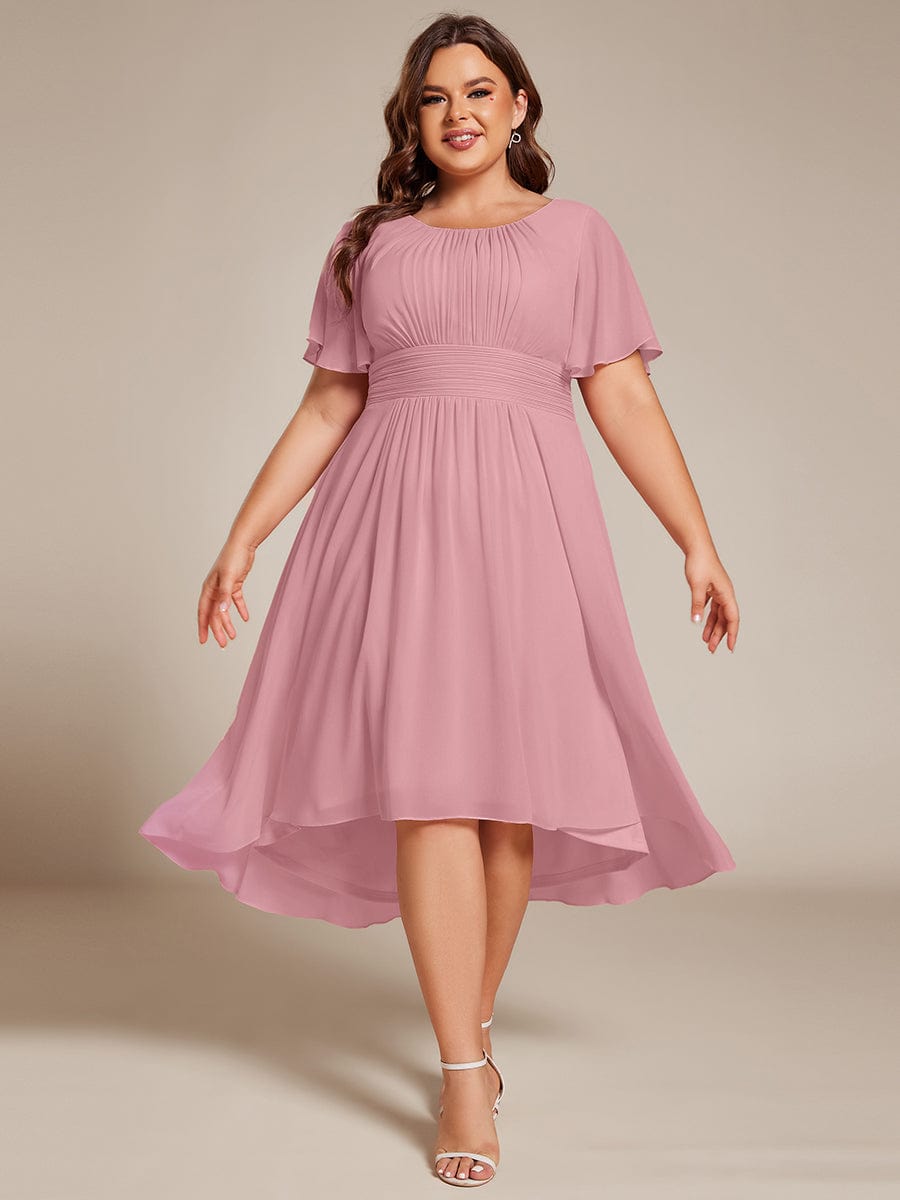 ever EDEN|Flowy Chiffon Round Neckline A-Line Knee Length Bridesmaid Dress