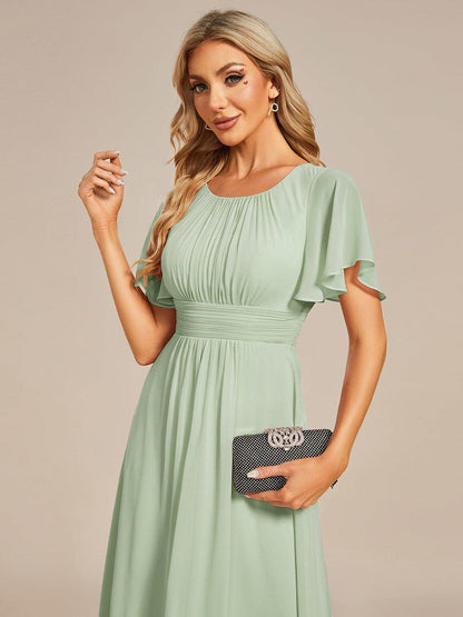 ever EDEN|Flowy Chiffon Round Neckline A-Line Knee Length Bridesmaid Dress